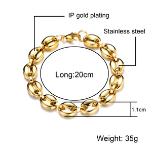Bracelets chaînes à maillons Figaro pour <span class=keywords><strong>homme</strong></span> et femme, bijou en acier inoxydable, en forme <span class=keywords><strong>de</strong></span> grains <span class=keywords><strong>de</strong></span> <span class=keywords><strong>café</strong></span>, maillons, Hip Hop, 1 mètre - Product Image 2