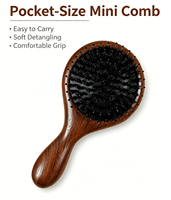 Ensemble de brosses à cheveux en bois de santal à poils de sanglier, 3 tailles, avec coussin d'air, peigne de massage en bois, démêlant, soin du cuir chevelu, anti-frisottis, portable
