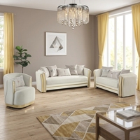 Ensemble de canapés modulaires sectionnels avec revêtement en tissu/cuir, pieds en acier inoxydable doré, design moderne, confortable et durable, pour salon ou hôtel