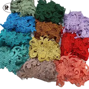 Robes de mariée brodées en dentelle hydrosoluble cousues à la main de style européen, appliques d'images, accessoires vestimentaires en dentelle faits à la main pour le bricolage - Product Image 1