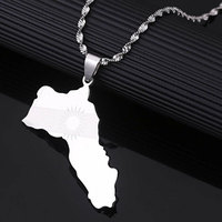 Collar de Moda de Lujo al por Mayor, Collar con Mapa de Kurdistán de Acero Inoxidable para Mujer