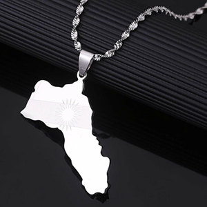 Collar con Colgante de Moda de Lujo al por Mayor, Collar con Mapa de Kurdistán de Acero Inoxidable 316L para Mujer - Product Image 4