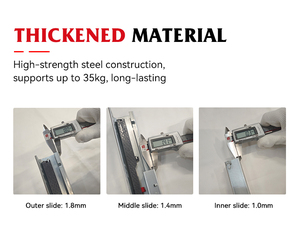 Chất lượng cao tủ bếp ba phần đầy đủ kéo ra theo dõi ẩn giảm xóc hỗ trợ dưới đệm Ngăn kéo trượt đường sắt - Product Image 2