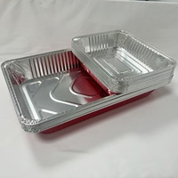 Barquettes en aluminium pleine taille OEM avec couvercle en aluminium, barquettes jetables en PET de qualité alimentaire pour barbecue et rôtissage de dinde, échantillons gratuits