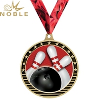 Nobele Bowlingmedaille Met Bowlingprint Sportprijs Voor Wedstrijden