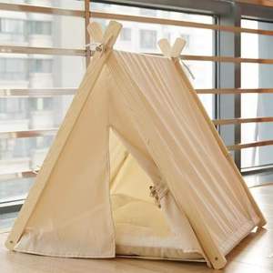 Tenda hewan peliharaan kayu pinus Modern dan portabel, rumah anjing tahan angin untuk semua musim dapat dilipat gaya klasik atau kartun - Product Image 2