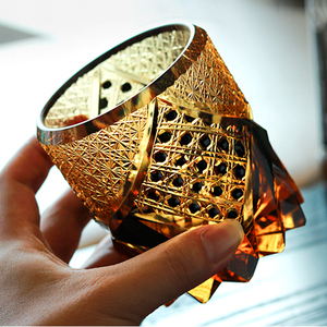 Bicchiere di vetro senza piombo di lusso Edo Kiriko trasparente vecchio stile whisky color ambra nero <span class=keywords><strong>Brandy</strong></span> bicchiere bicchiere - Product Image 5