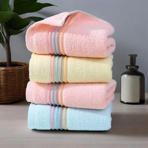 Serviettes de bain en pur coton 35x75cm, couleur unie, jacquard brodé, usage domestique, lot de 3 - Product Image 3