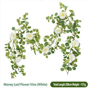 Guirnalda de Flores de Rosa de Seda Realistas para Decoración de Arcos de Boda, Fiestas y Hogar, Guirnalda Colgante de Flores Artificiales y Eucalipto - Product Image 6