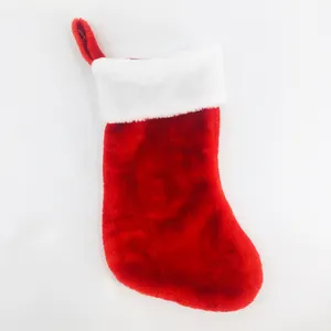 Dimensioni e Logo personalizzati fodera spessa peluche rosso grande calza di natale