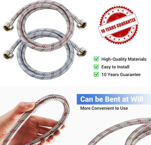 Manguera para Lavadora en Oferta, Accesorios de Plomería de 3/4 Pulgadas, Manguera Flexible de Metal Trenzado Corrugado de Acero Inoxidable - Product Image 2