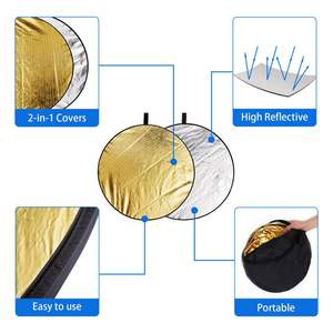1. KAMPHO Silver & Golden Réflecteur <span class=keywords><strong>photo</strong></span> 2-en-1 Réflecteur rond pliable pour <span class=keywords><strong>portrait</strong></span> Natures mortes Lumière de remplissage - Product Image 3
