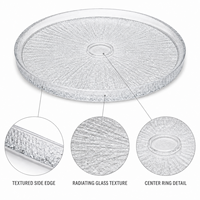 Assiette de service en verre texturé transparent de 21 cm, bord surélevé, pour desserts, gâteaux et fruits, idéale pour hôtels et restaurants - Vente en gros usine