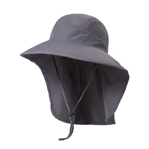 Cappello da sole con patta a collo in Nylon a tesa larga da uomo donna UPF 50 + cappelli da pesca Safari escursionistici perfetti per avventure all'aria aperta