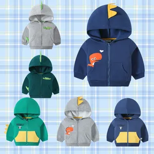 Per bambini stile autunno manica lunga cartone animato carino a forma di dinosauro alla moda cappotto con cappuccio in cotone per bambini piccoli bambini