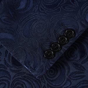 Abiti da Cerimonia Blu Navy con Ricami Floreali per Uomo, Blazer Eleganti Disponibili - Product Image 4