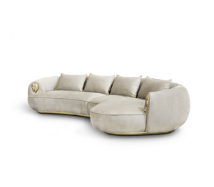 Canapé incurvé de luxe, mobilier de salon, canapé haut de gamme de designer, ensemble de canapés rembourrés avec détails en laiton pour l'intérieur de la maison et de la villa - Product Image 2