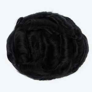 Prothèse capillaire pour homme en cheveux naturels noirs, avec dentelle suisse complète et nœuds frontaux décolorés - Product Image 6