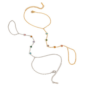 Fashion Chain <b>Bracelet</b> 18K Gold Stainless Steel Bezel <b>Set</b> Colorful Stones Women's Jewelry Gift - Product Image 5