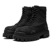 Bottes en cuir style désert, usées et poussiéreuses, à semelle épaisse, noires, montantes, en denim, pour moto, nouveau style automne-hiver 2026