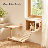 Ensemble d'ameublement mural en bois pour chat : étagères murales d'escalade, pont, griffoir, maison pour chat, ensemble de jeu et d'activités murales pour chat
