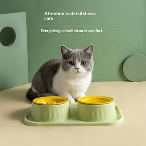 Ciotole Doppie in Ceramica Anti-Ribaltamento per Gatti, Ciotole Integrate per Cibo e Acqua per Cani, Protezione Cervicale, Facili da Pulire, Stile UFO - Product Image 4