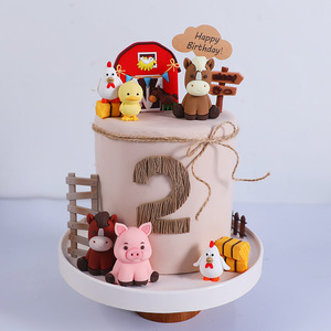 Simpatici felici idilliaci fattoria Pony maiale pulcino anatra pagliai in plastica morbida decorazioni per torta di <span class=keywords><strong>buon</strong></span> <span class=keywords><strong>compleanno</strong></span> torta articoli da te - Product Image 2