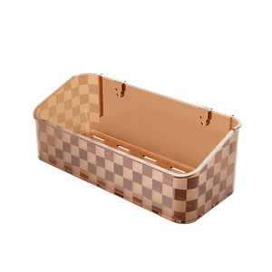 Checkerboard Suction Cup <b>Shelf</b> For Bathroom <b>Sink</b> Rectangular Wall Mounted No Drill Storage Rack - Product Image 1