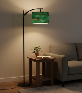 Lámpara de Pie LED de Acuarela Verde Personalizada, Base E27, Pantalla Ajustable Tipo Tambor, Regulable con Control Remoto para Hogar y Oficina - Product Image 2