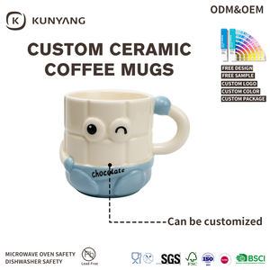 Mug en céramique avec visage amusant en relief, résistant aux hautes températures, design de dessin animé, mug cadeau créatif, tasse en céramique - Product Image 6
