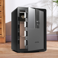 Coffre-fort intelligent compact noir pour bureau à domicile avec empreinte digitale et mot de passe, en acier antidérapant et antivol, pour rangement de chevet