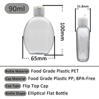 Bouteille en plastique personnalisée de 90 ml pour jus, miel ou sauce, avec bouchon à clapet