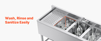 Évier de cuisine commercial en acier inoxydable 304 poli, certifié NSF, capacité de charge de 300 kg/m, pieds réglables en hauteur