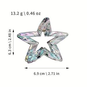 Pinza de Pelo de Plástico con Diseño de Estrella de Cinco Puntas, Color Caramelo Cristal, 7 cm, para Niñas y Mujeres - Product Image 6