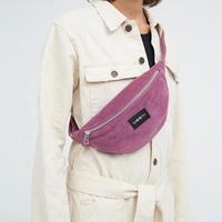 CHANGRONG Sac banane rétro en velours côtelé personnalisé pour hommes et femmes, idéal pour les activités de plein air