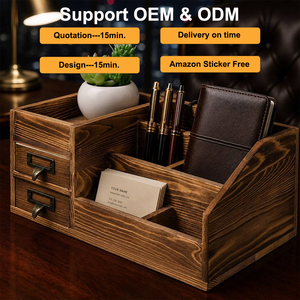 Organizzatore da Scrivania in Legno Rustico Vintage con Cassetti per Ufficio e Casa - Product Image 1
