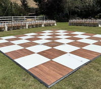ANYCASE Piso de Baile a Cuadros de Madera Contrachapada con Bordes de Aluminio, Blanco y Negro, para Bodas, Interior/Exterior, Sistema de Bloqueo Rápido Portátil