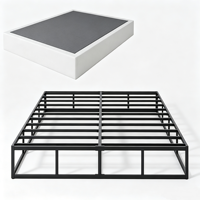 Sommier de lit en métal robuste de 4000 lb avec 6 pieds ronds, revêtement en tissu, silencieux, montage facile pour hôtels et écoles