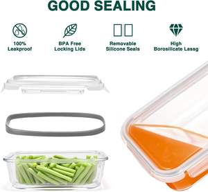 Boîte à lunch écologique en verre borosilicate de haute qualité, sans BPA, compatible micro-ondes, hermétique, passe au lave-vaisselle, ventilable, pour le bureau - Product Image 4