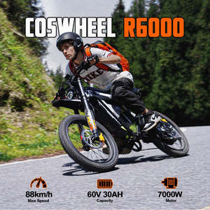 มอเตอร์ดุมล้อหลังสำหรับรถมอเตอร์ไซค์วิบาก R6000 แบบปรับแต่งได้ 6424W 60V 30Ah โครงเหล็กคาร์บอนสูง เบรคดิสก์ไฮดรอลิก - Product Image 1