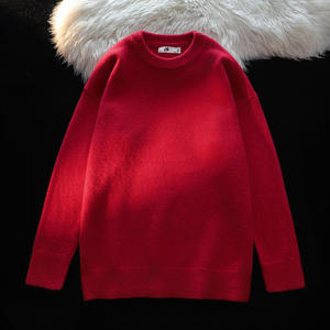 남자의 단색 헤비급 풀오버 니트 스웨터 2024 겨울 컬렉션 따뜻한 100% 폴리에스터 안티 필링 로고 전면 - Product Image 6