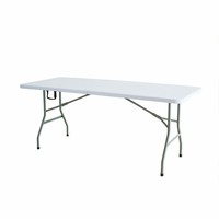 Meilleur Choix - Table à Manger Pliante en Plastique de 6 Pieds avec Plateau en HDPE - Installation Facile - Design Pliable - Table pour Utilisation en Extérieur