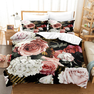 Juego de <span class=keywords><strong>cama</strong></span> ChamXue, <span class=keywords><strong>funda</strong></span> nórdica, fundas de almohada, poliéster tejido Floral rosa, juego de <span class=keywords><strong>funda</strong></span> nórdica de 3 piezas, estilo europeo y americano - Product Image 6