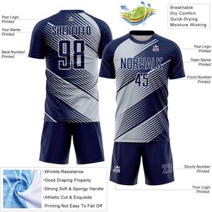 Conjunto de Uniforme de Fútbol Sublimado Personalizado, Unisex para Adultos, Transpirable, con Pantalones Cortos Impresos y Personalizados, 180 Gramos, Cuello Redondo - Product Image 3