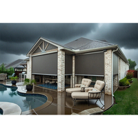 Patio en polyester imperméable à l'eau avec éclairage LED solaire à commande à distance, protection UV rétractable, design moderne et écoénergétique