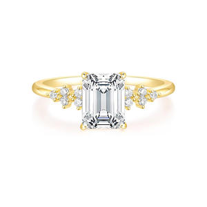 Lisai wanita desain persegi panjang karbon tinggi zirkon berlian pertunangan cincin persegi panjang potongan 925 perak murni - Product Image 1