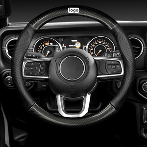 Cubierta para volante de <span class=keywords><strong>Jeep</strong></span> Wrangler JK Grand Cherokee <span class=keywords><strong>Renegade</strong></span>, accesorios de <span class=keywords><strong>Interior</strong></span> de fibra de carbono para coche - Product Image 2