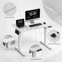 Bureau d'ordinateur blanc avec crochet pour casque et gestion des câbles, structure en acier robuste pour bureau à domicile, étude, PC, ordinateur portable