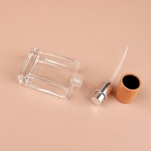 Wholesale 30ml 50ml Square Glass Perfume <b>Spray</b> <b>Bottles</b>, Portable Walnut Lid Refillable <b>Empty</b> <b>Bottles</b> In Stock - Product Image 5