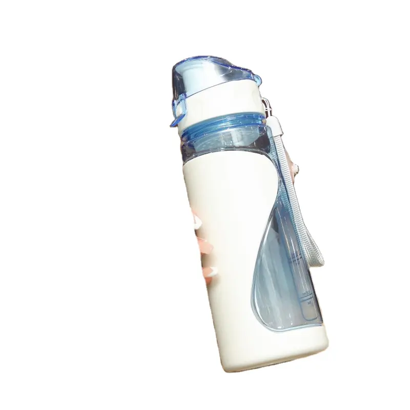 Şerit halat ile özelleştirilmiş toptan anti-darbe yalıtımlı plastik su şişesi içme şişesi